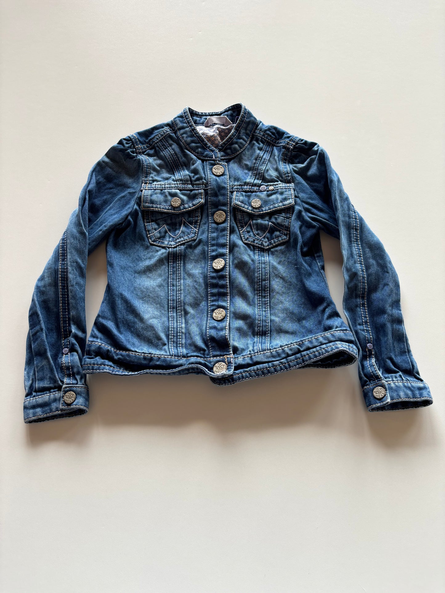 Collarless Denim Jacket
