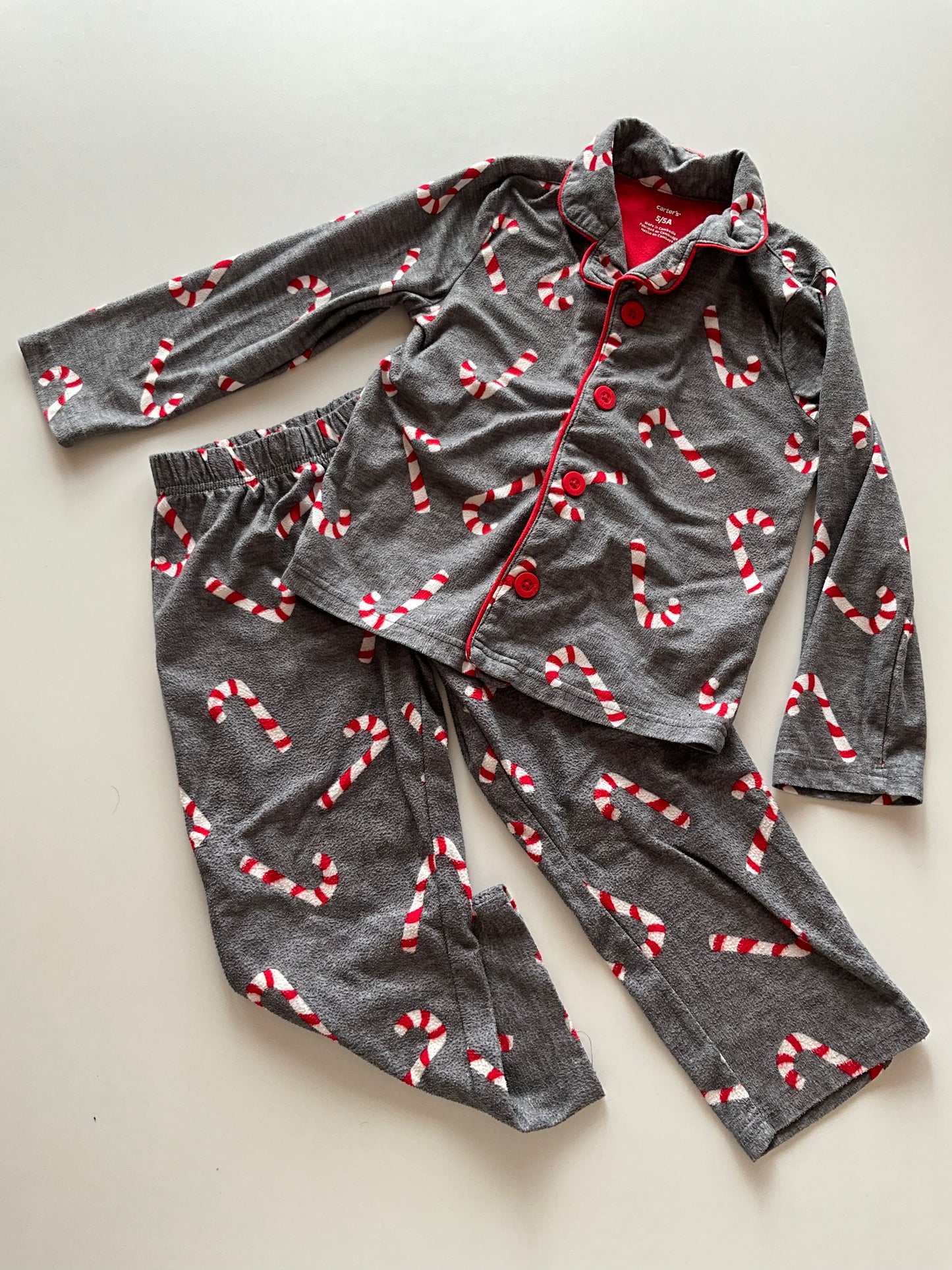 2pc Grey Candy Cane Pajamas