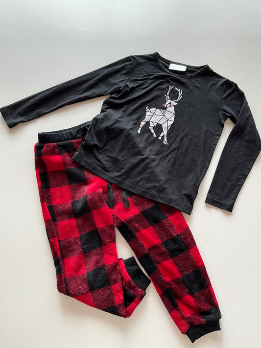 2pc Reindeer and Buffalo Plaid Pajamas