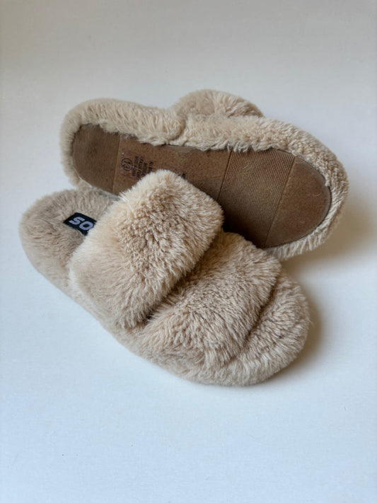 Fuzzy Tan Slippers