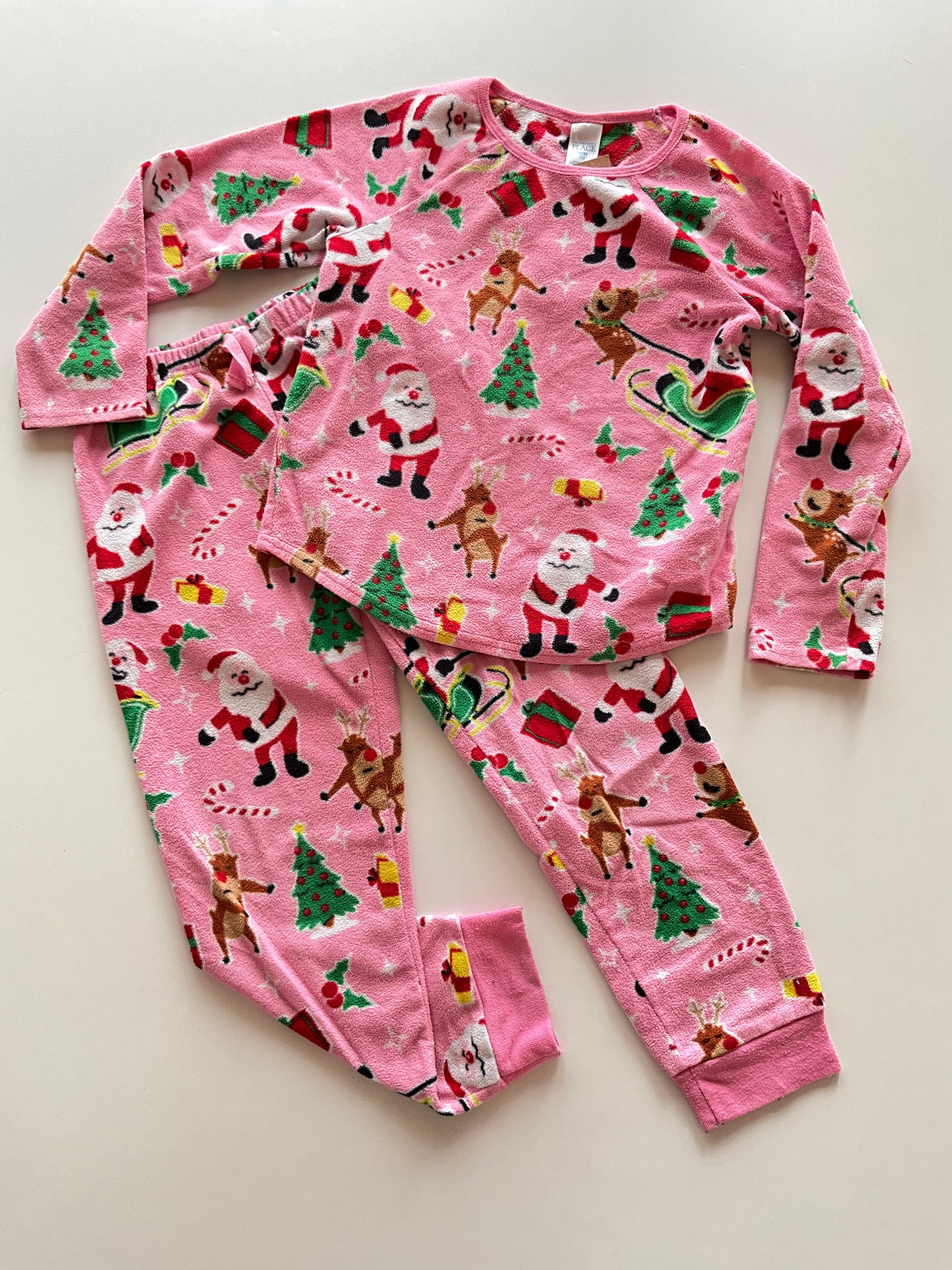 2pc Pink Fleece Christmas Pajamas