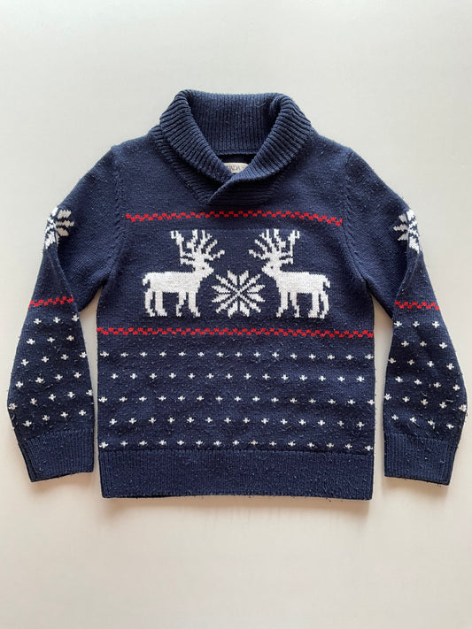 Thick Navy Knit Reindeer Sweater