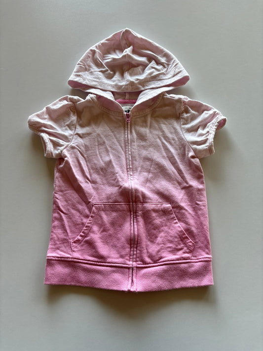 Pink Ombre Short Sleeve Hooded Zip Up