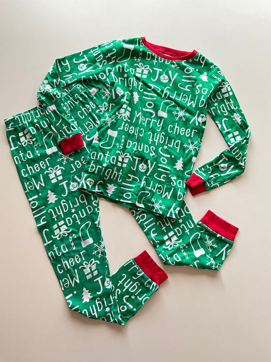 2pc Green Christmas Words Pajamas