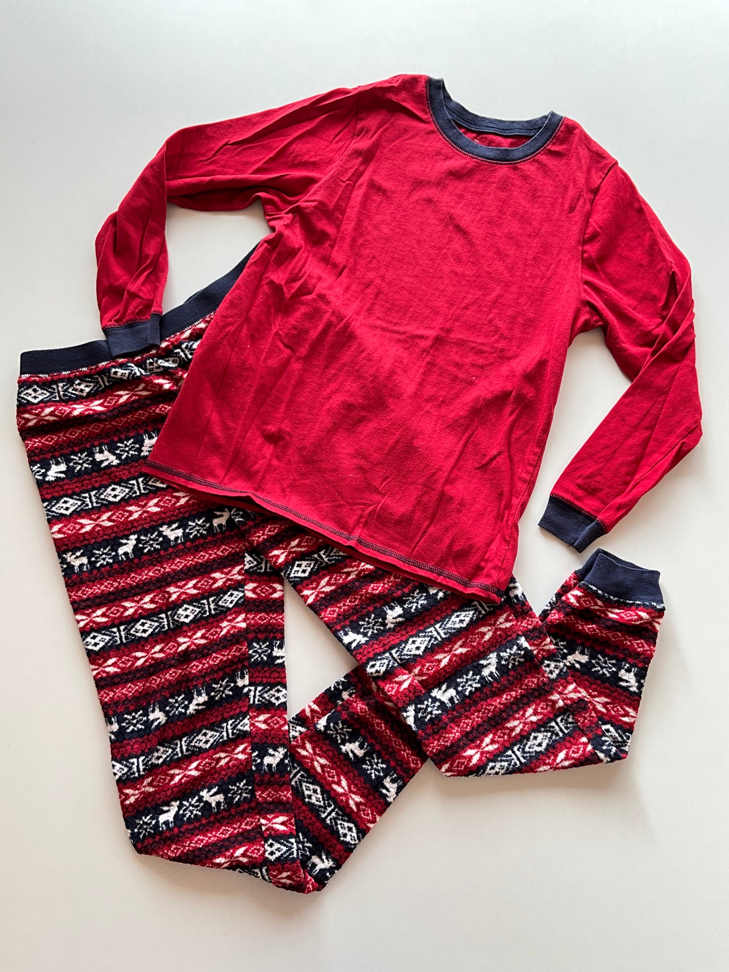 2pc Red Shirt & Fleece Fairisle Pant Pajamas
