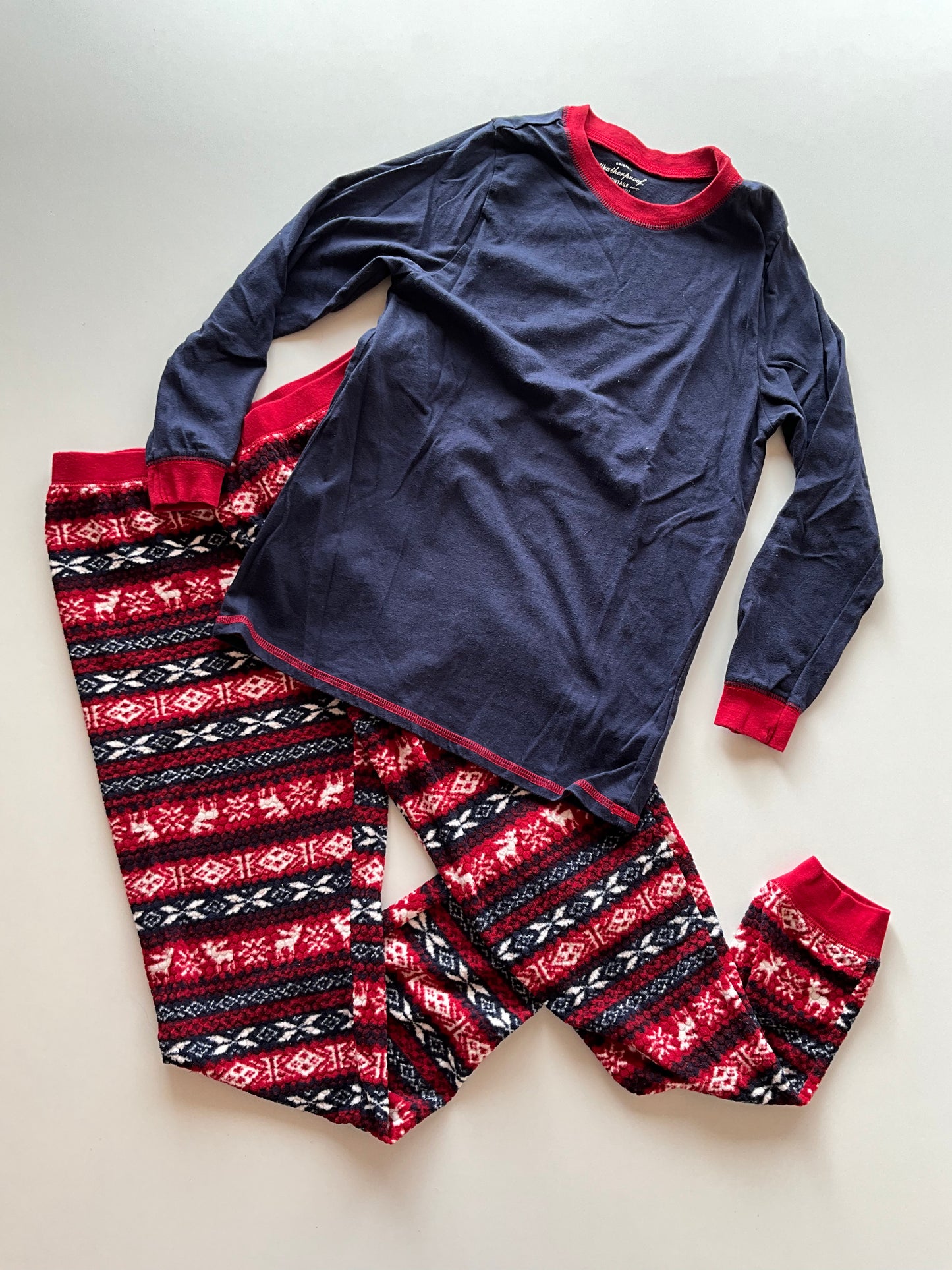 2pc Blue Shirt & Fairisle Fleece Pant Pajamas