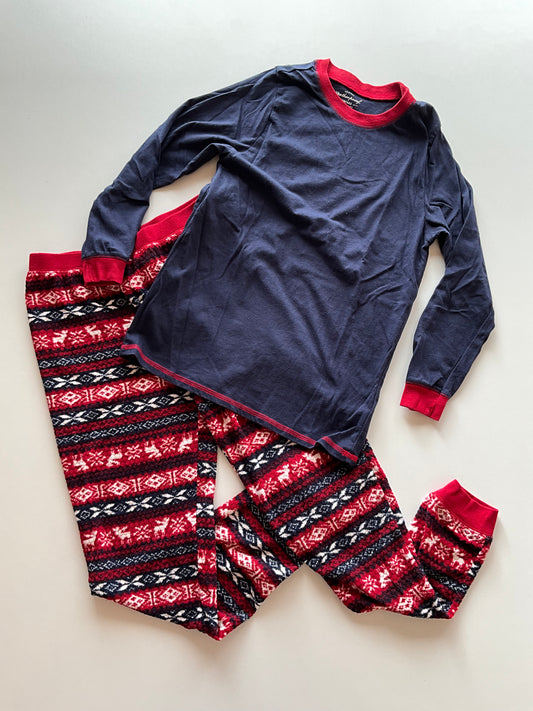 2pc Blue Shirt & Fairisle Fleece Pant Pajamas