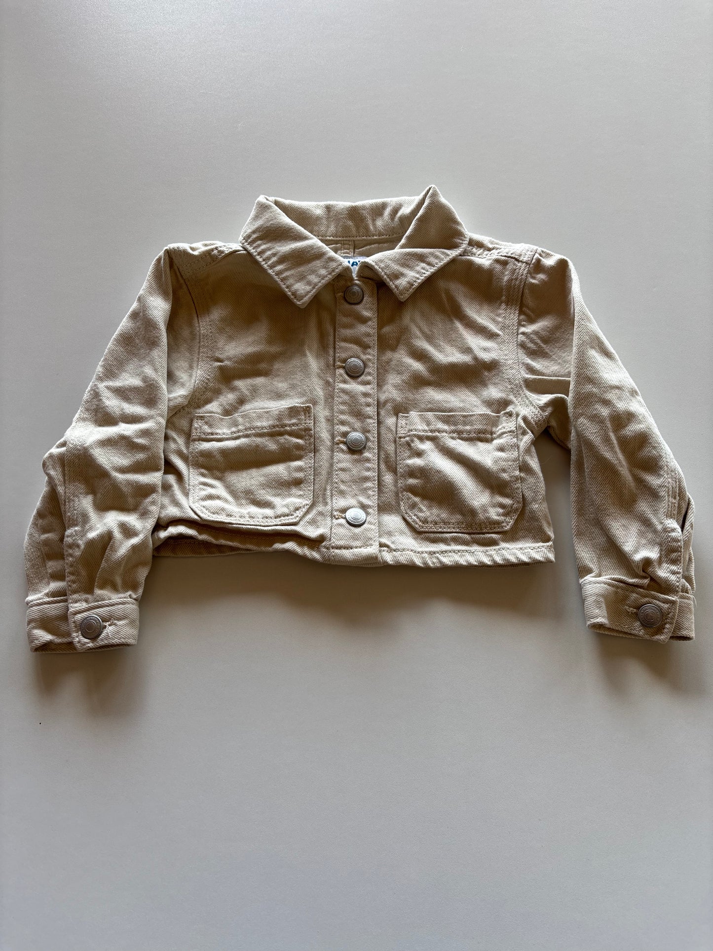 Beige Denim Cropped Jacket