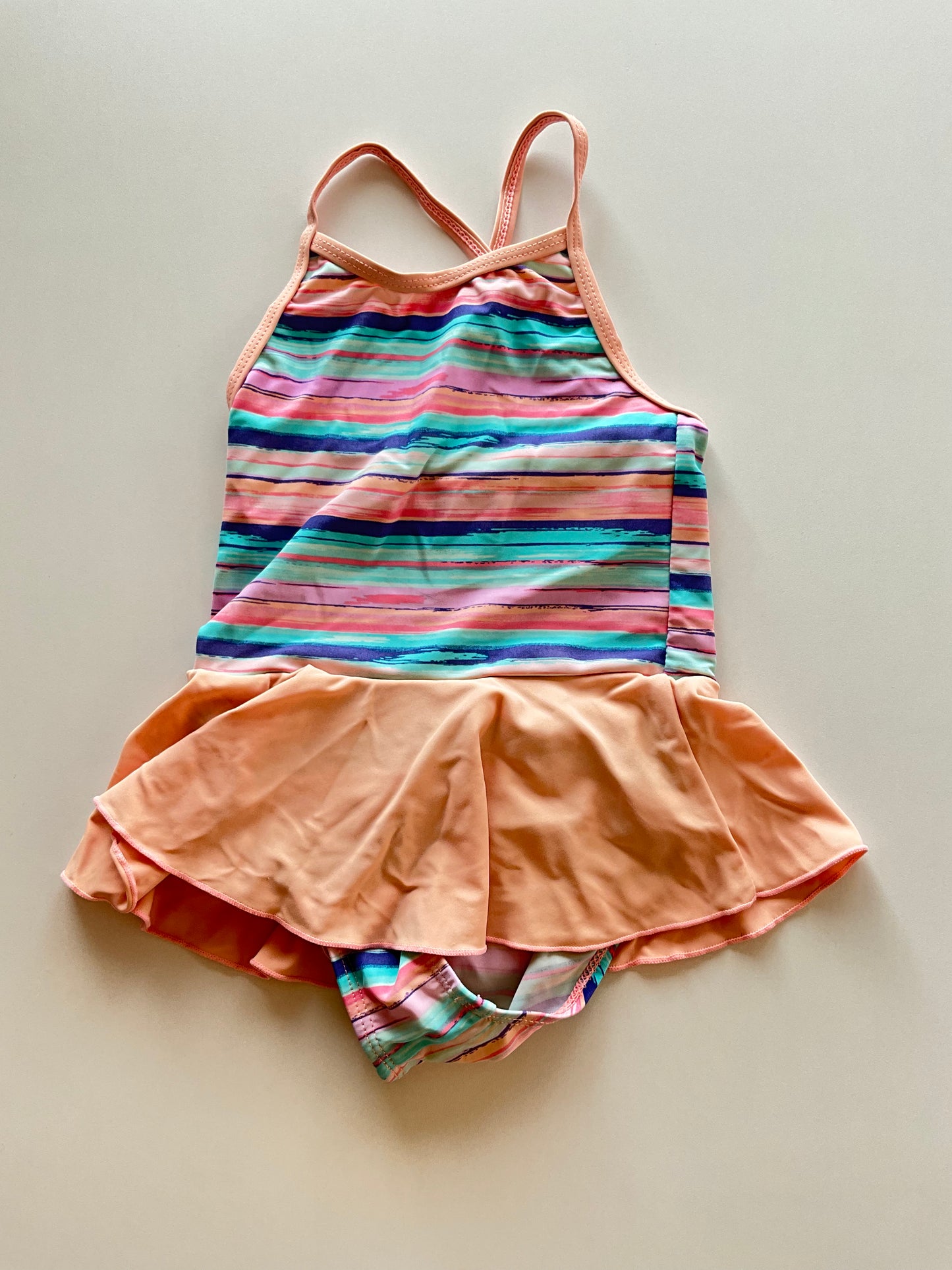 Striped Skirted Swim Suit