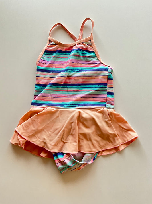 Striped Skirted Swim Suit