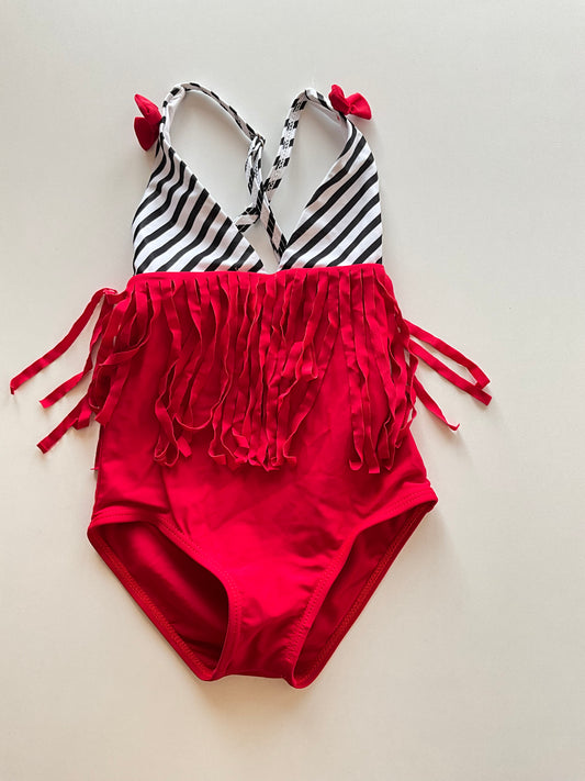 Red, Black, & White Bathing Suit