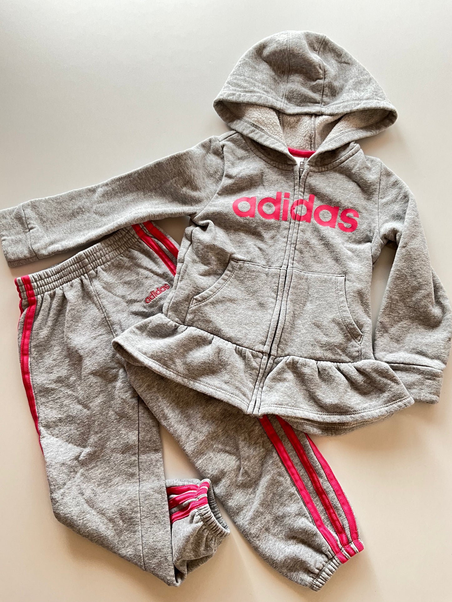 2pc Grey & Pink Adidas Leisure Suit