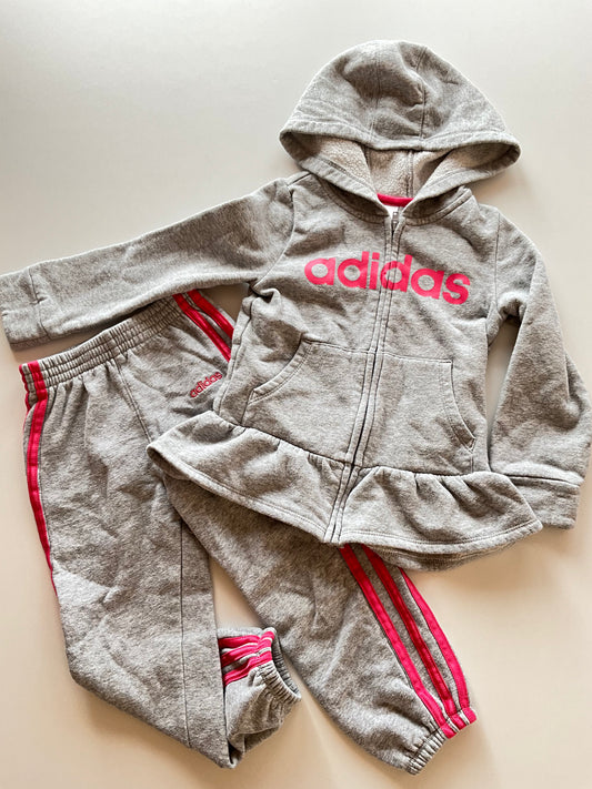2pc Grey & Pink Adidas Leisure Suit