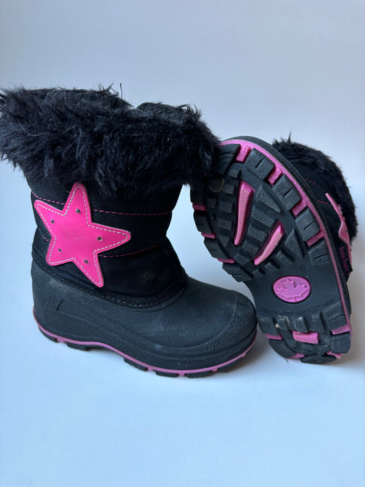 Black & Pink Star Winter Boots