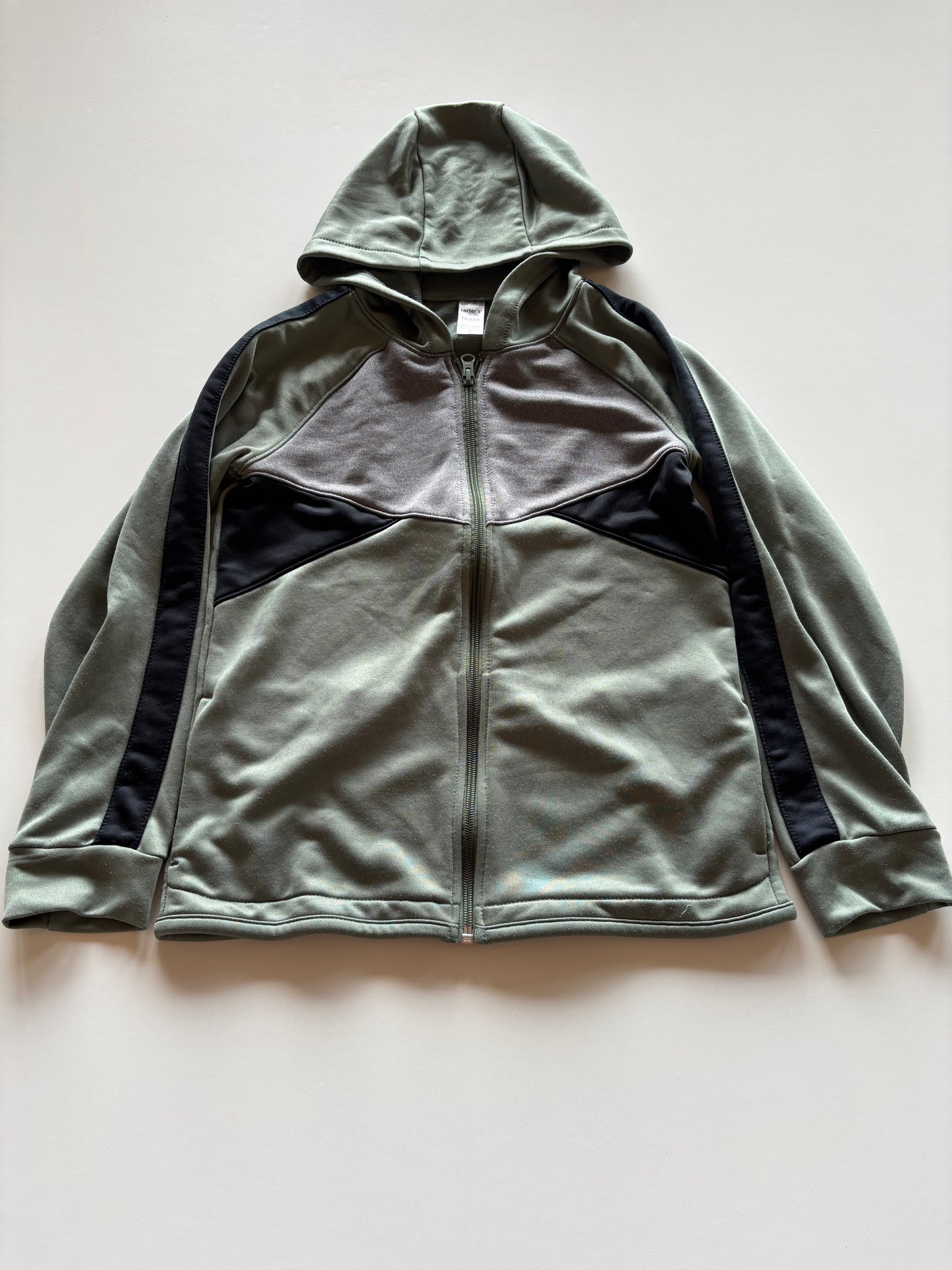 Grey, Green, & Black Zip Up Hoodie