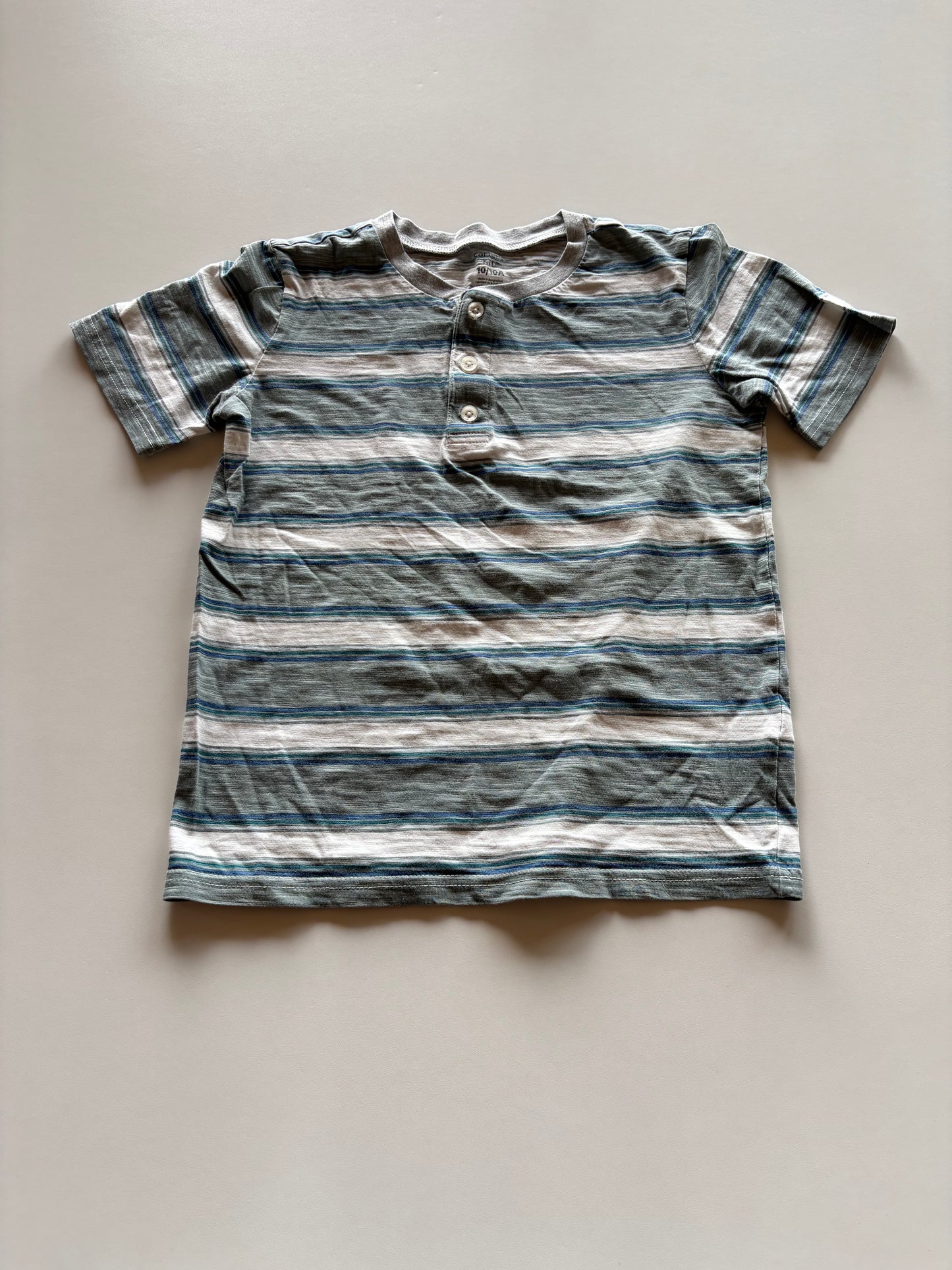 Blue & Green Striped Henley Tee