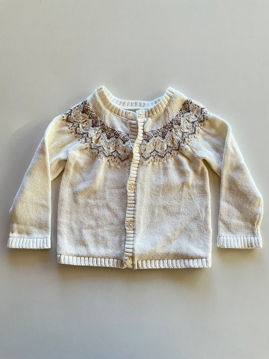 White Knit Fairisle Cardigan