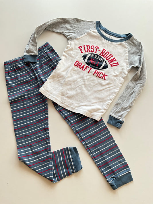 2pc White & Striped Football Pajamas