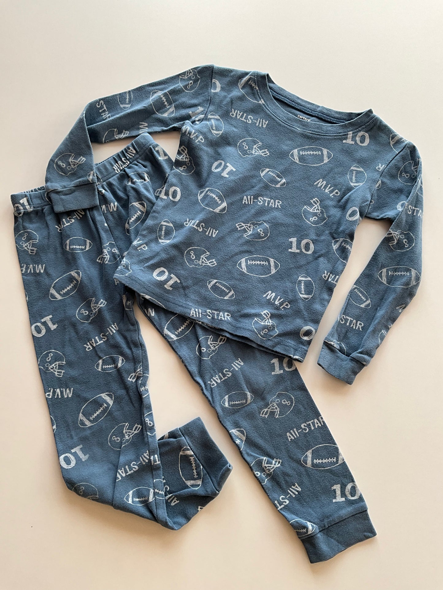 2pc Slate Blue Football Pajamas
