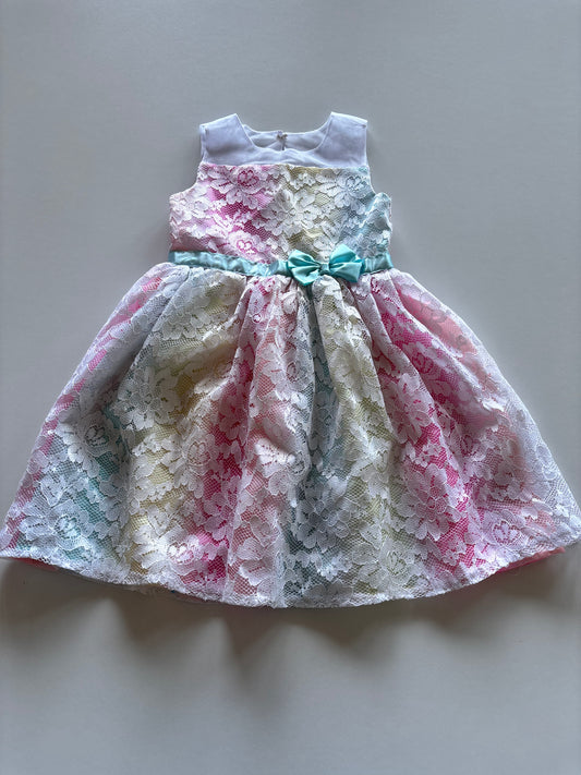 Pastel Rainbow & Lace Dress
