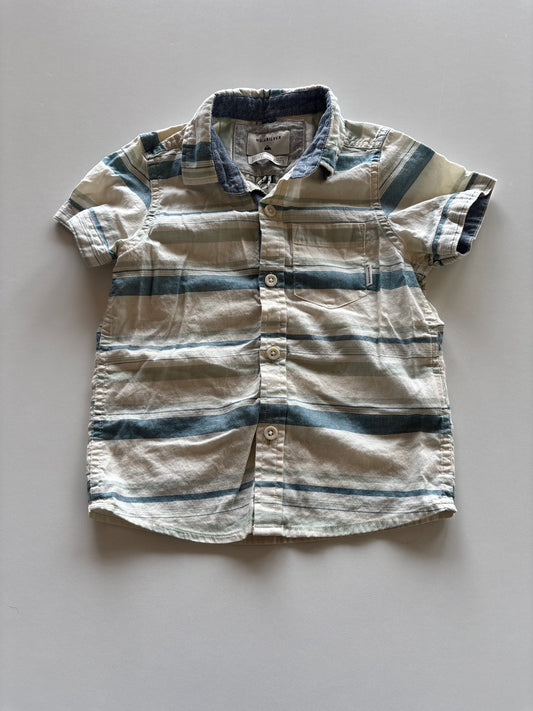 Blue & Cream Striped Button Up Shirt
