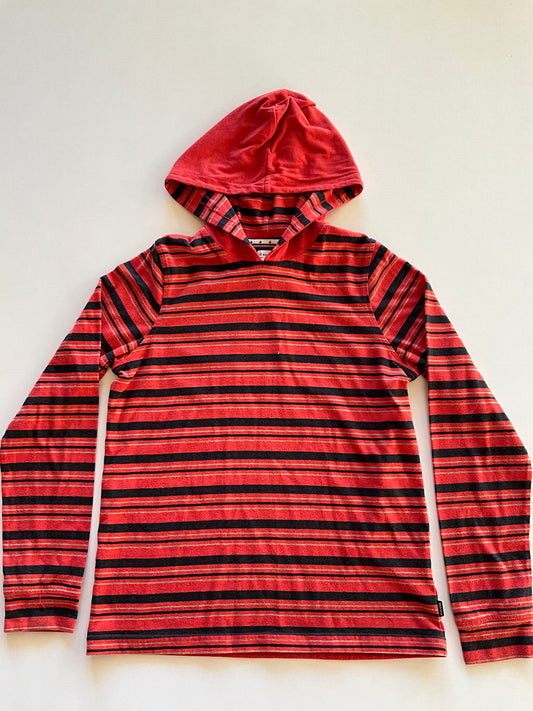 Striped Red & Black Hooded Shirt