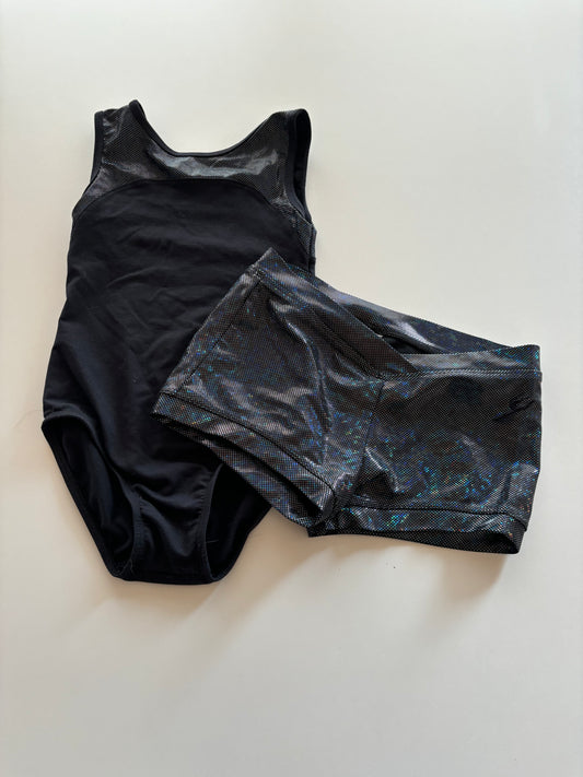 2pc Sparkly Black Dance/Gymnastic Set