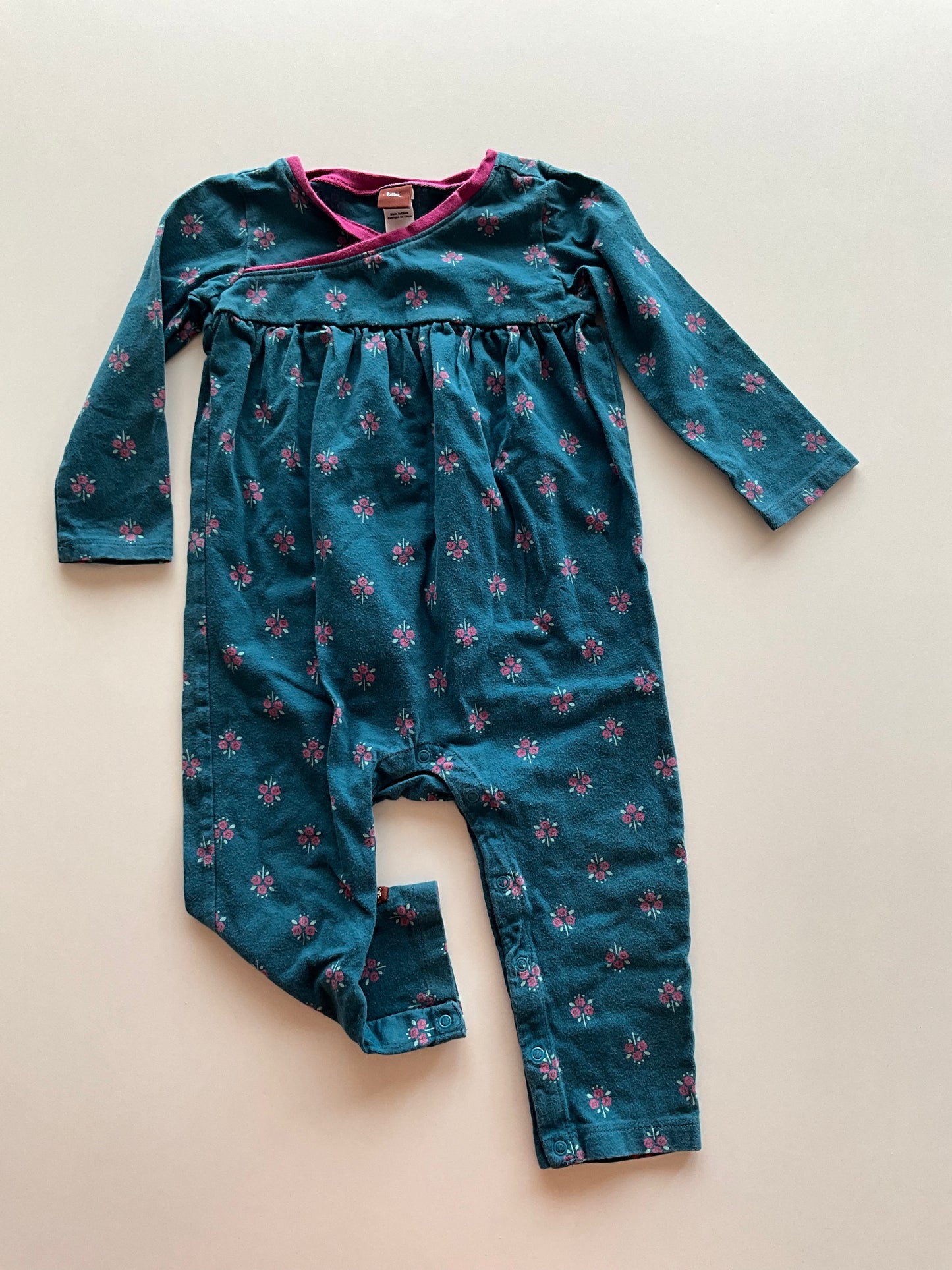 Turquoise & Floral Romper