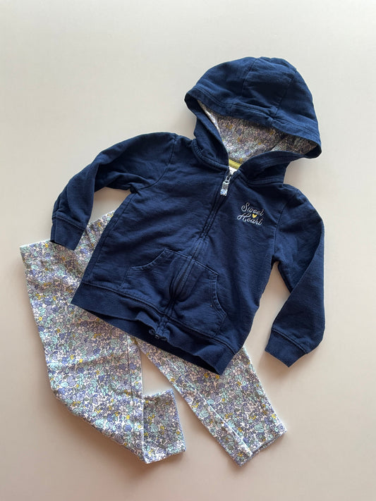2pc Navy & Blue Floral Set
