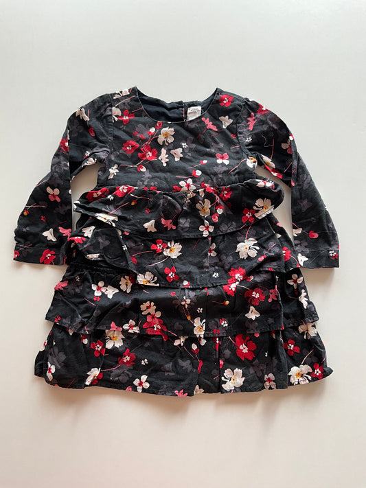 Tiered Black Floral Dress