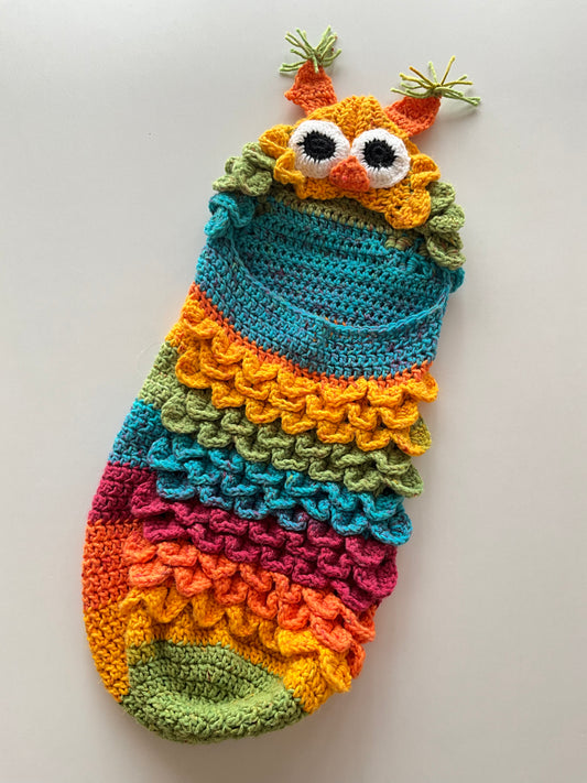 Crocheted Rainbow Owl Sleepsack