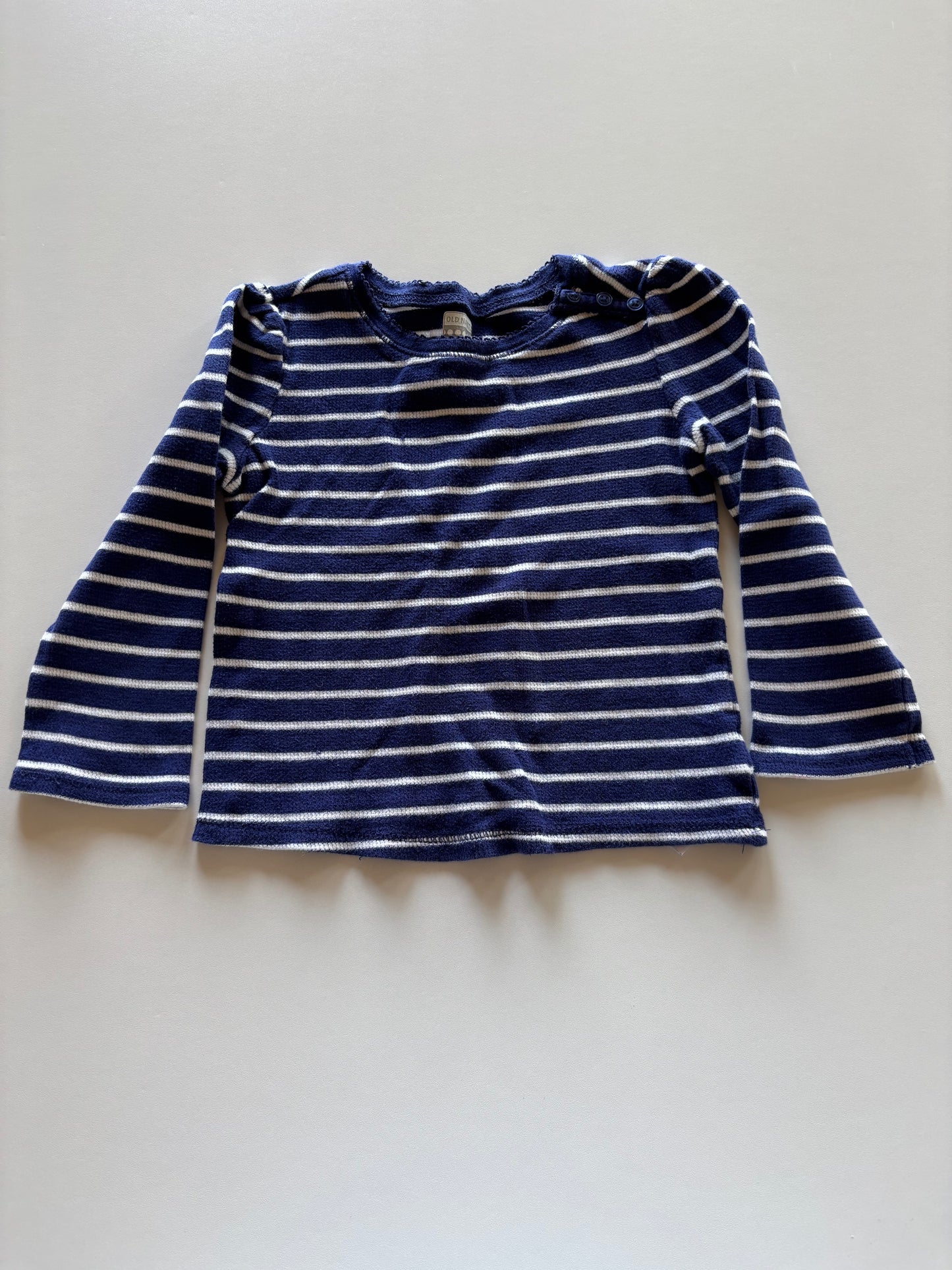 Navy & White Striped Textured Shirt
