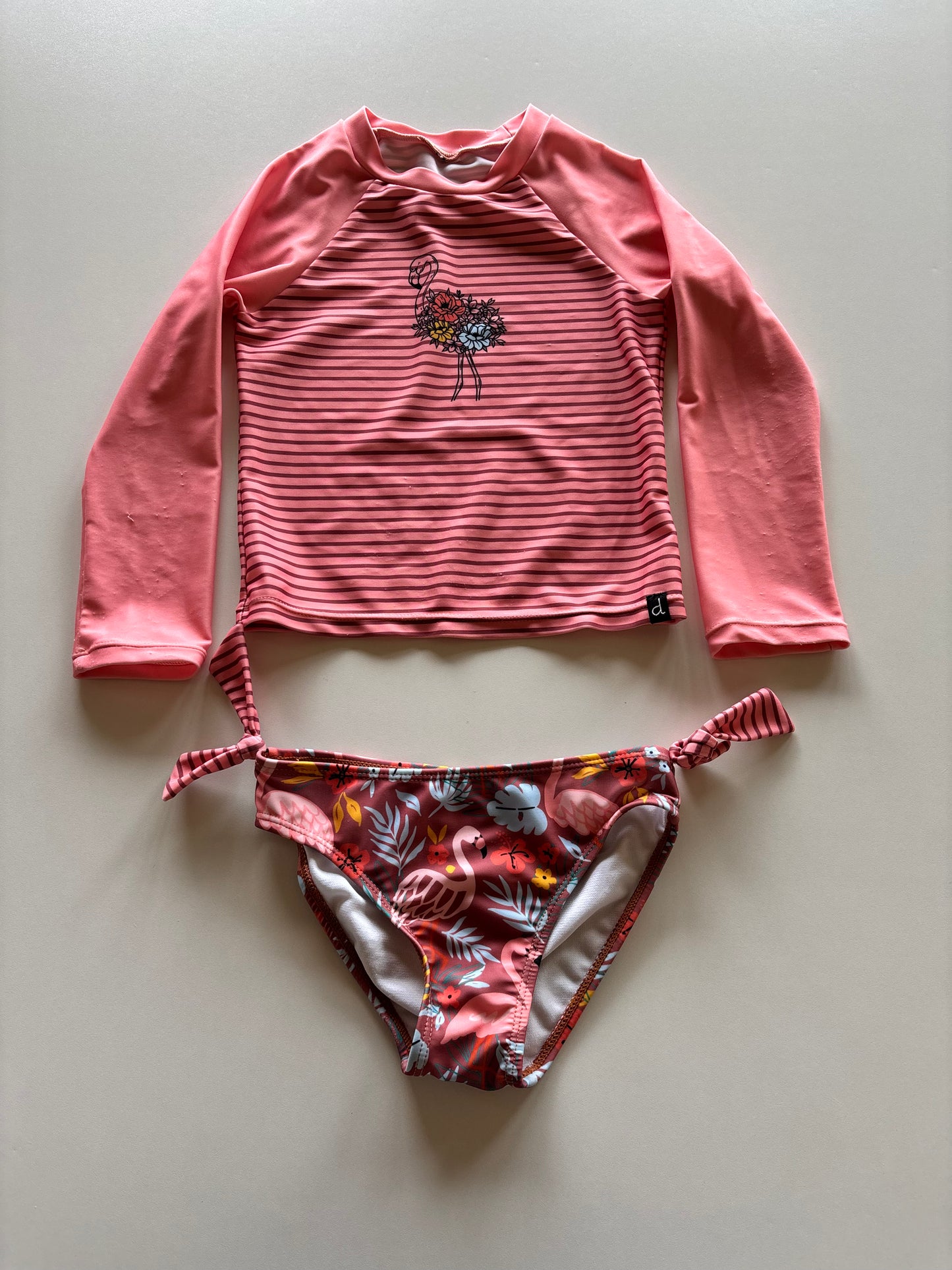 2pc Floral Flamingo Swim Suit