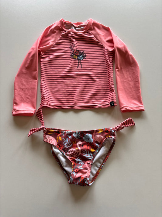 2pc Floral Flamingo Swim Suit