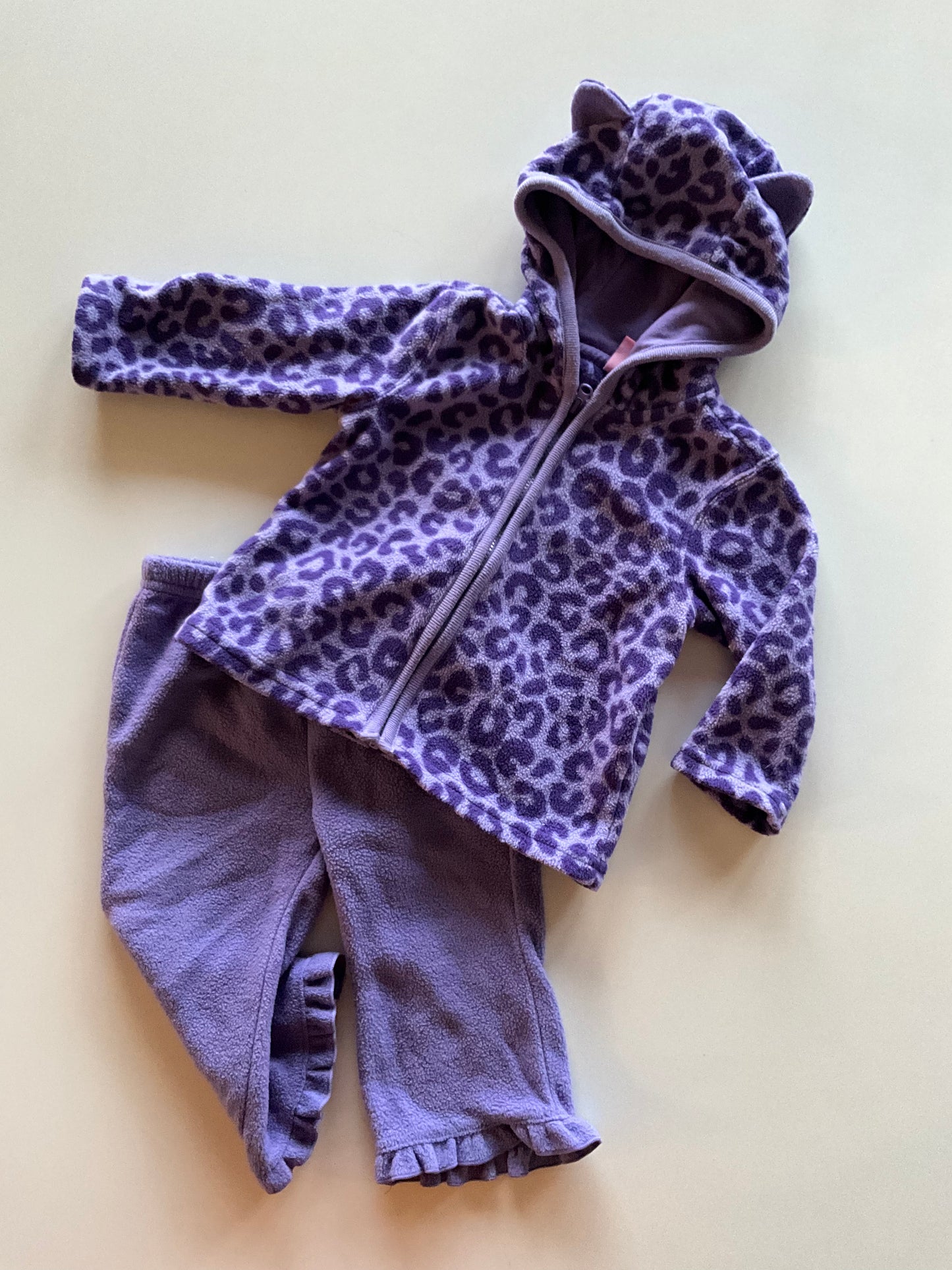 2pc Fleece Purple Leopard Set