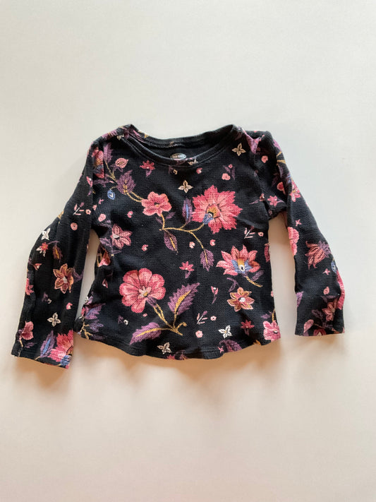 Black Floral Waffle Shirt