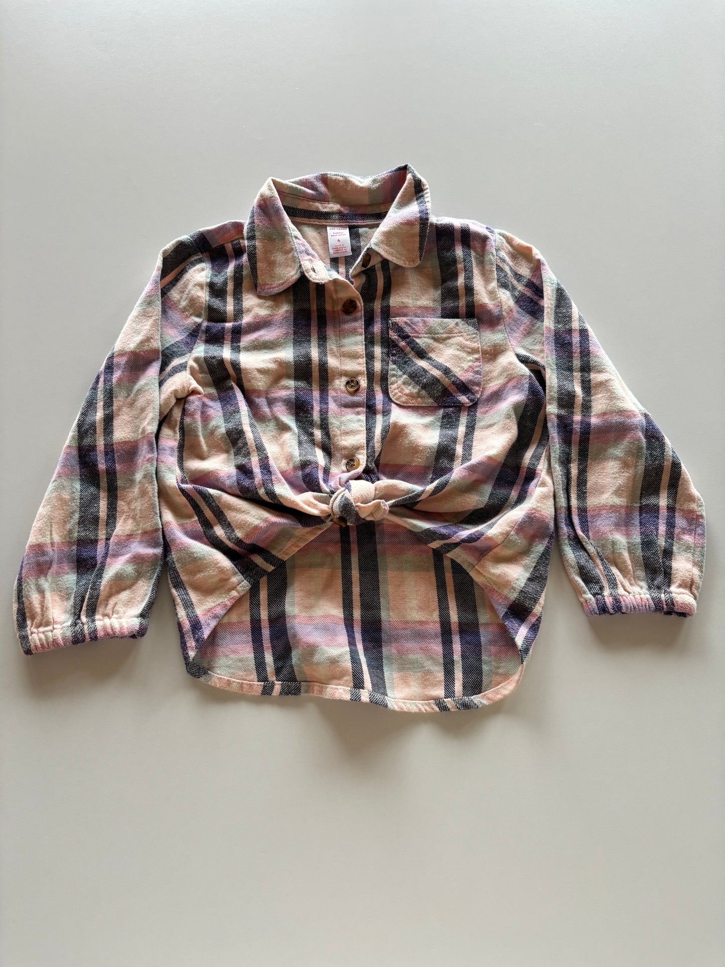 Peach, Purple, & Navy Plaid Shirt