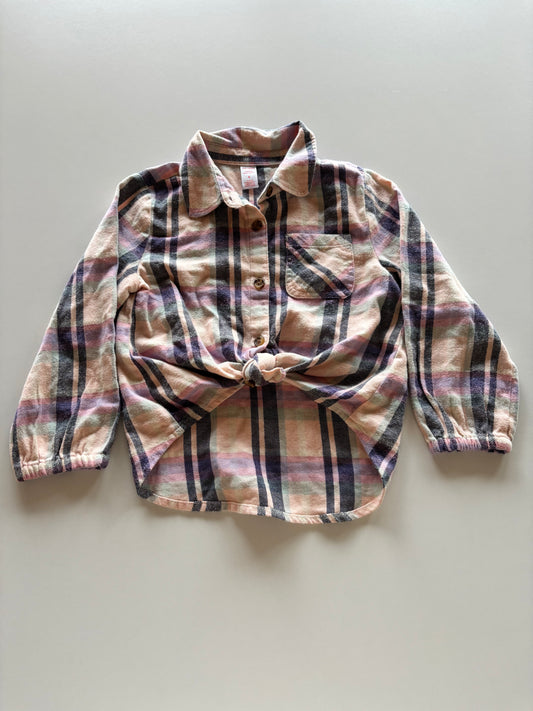 Peach, Purple, & Navy Plaid Shirt