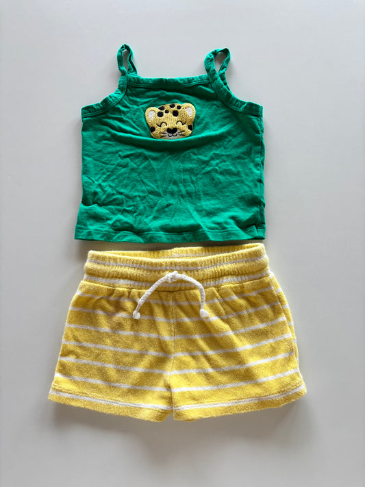 2pc Green & Yellow Leopard Set