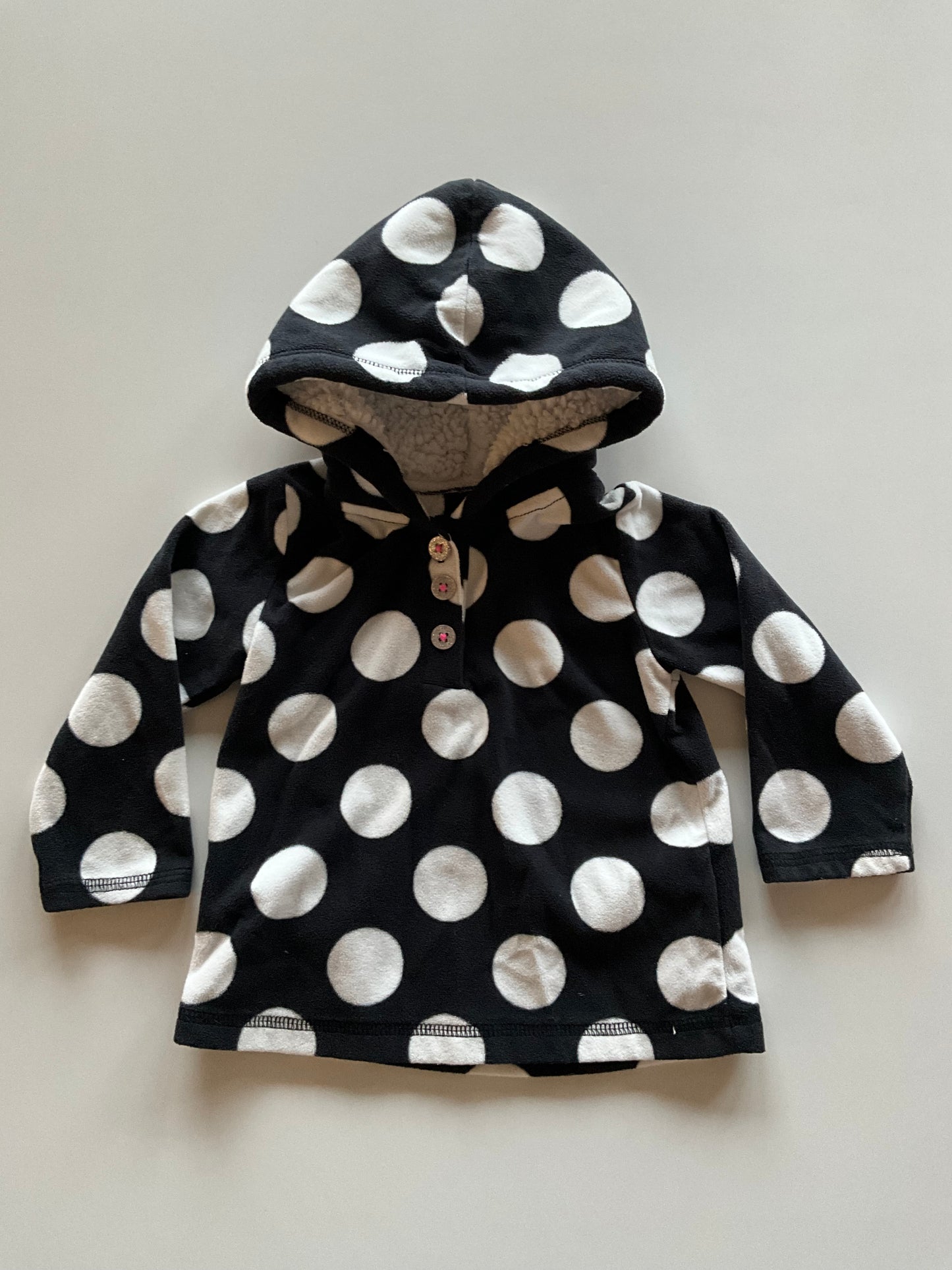 Black & White Polka Dot Fleece Hoodie