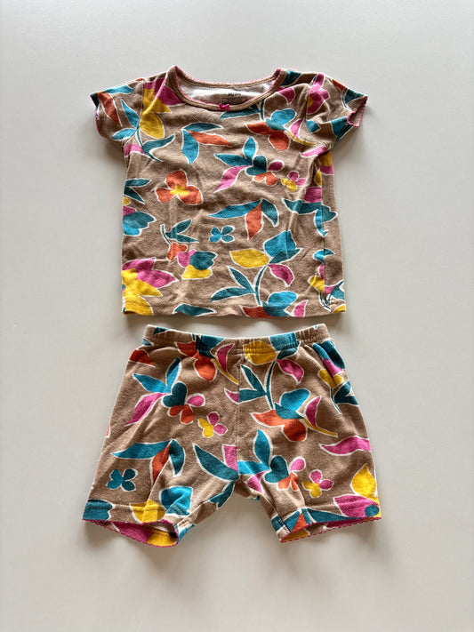 2pc Brown Floral Pajamas
