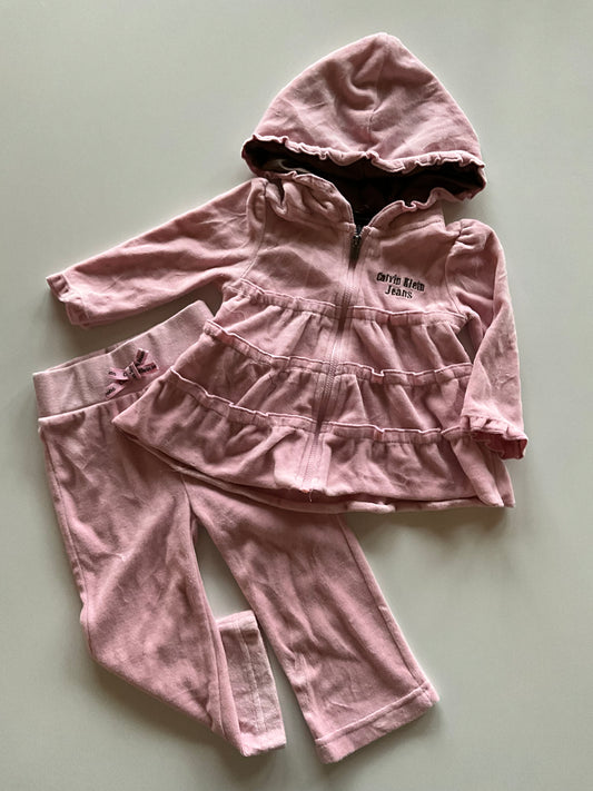 2pc Pink Velour Leisure Suit