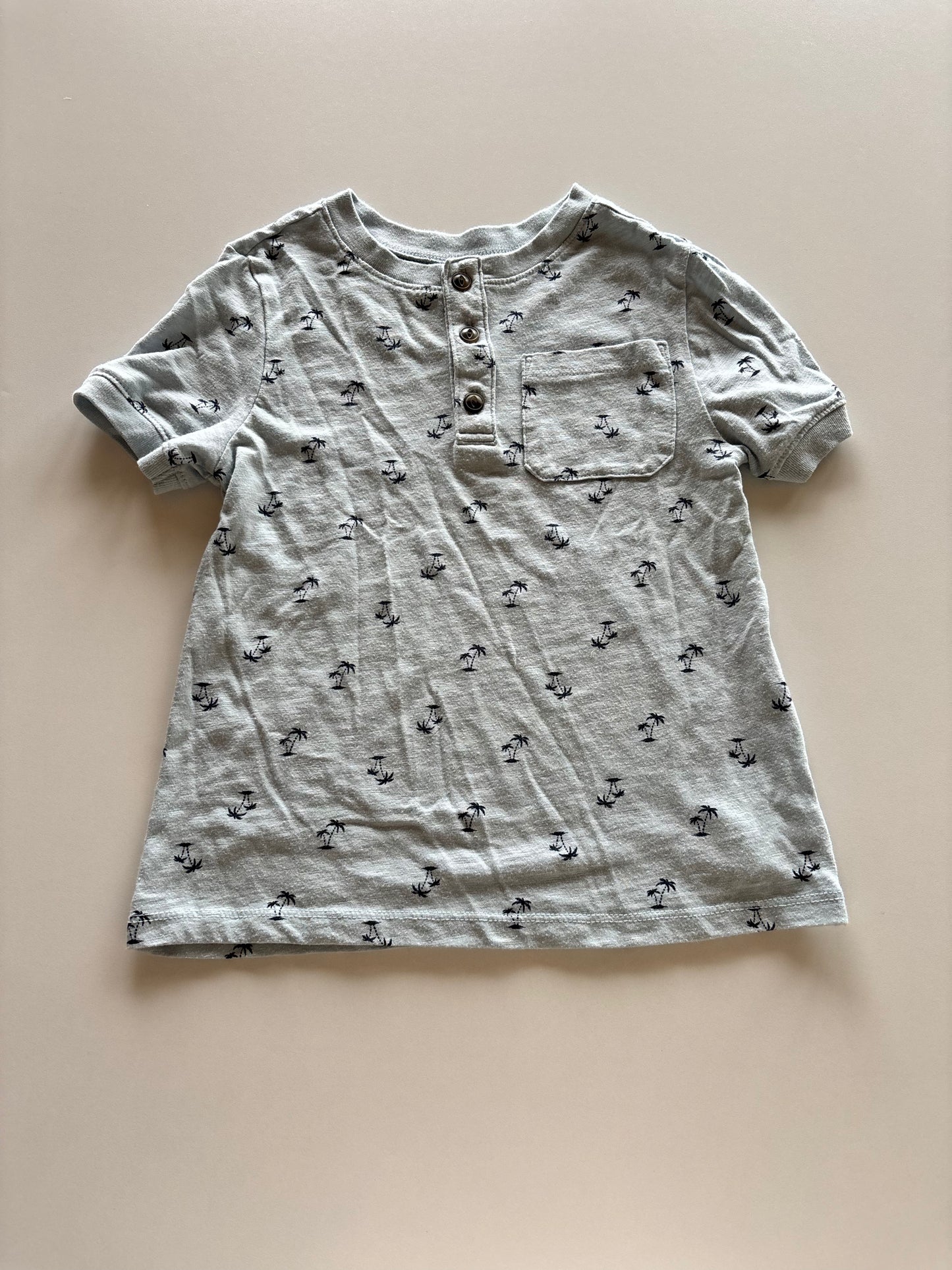 Blue Palm Tree Henley Tee
