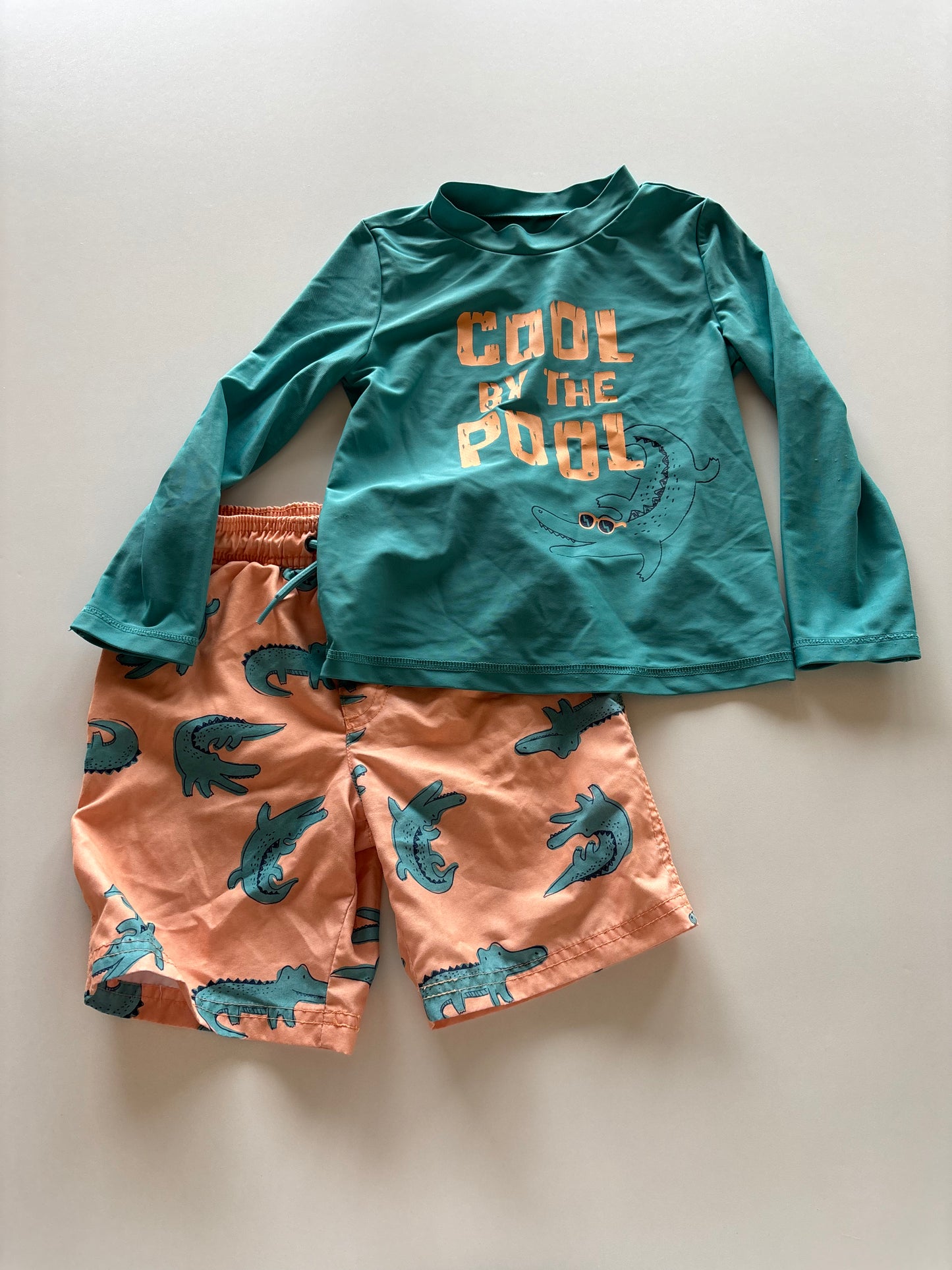 2pc Orange Gator Swim Set