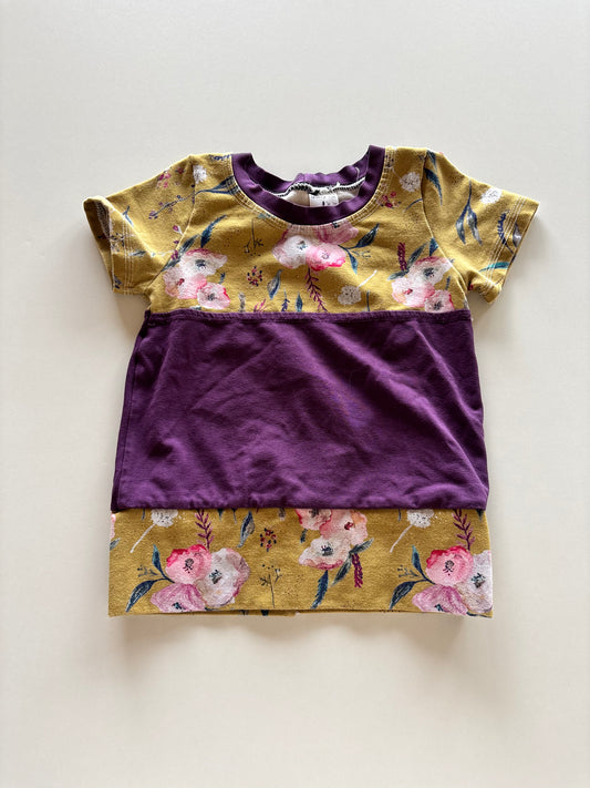 Mustard Floral & Purple Tee