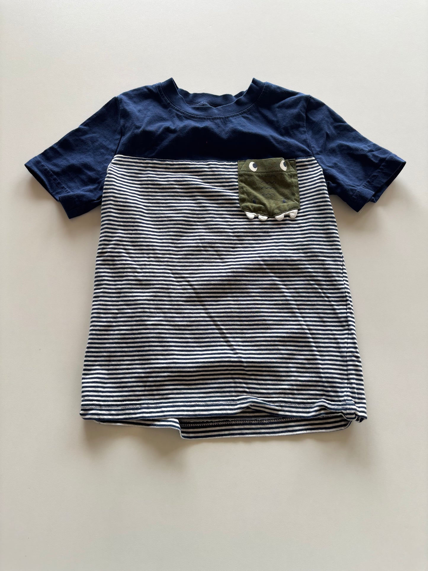 Navy Striped Gator Pocket Tee