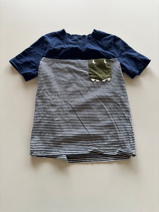 Navy Striped Gator Pocket Tee