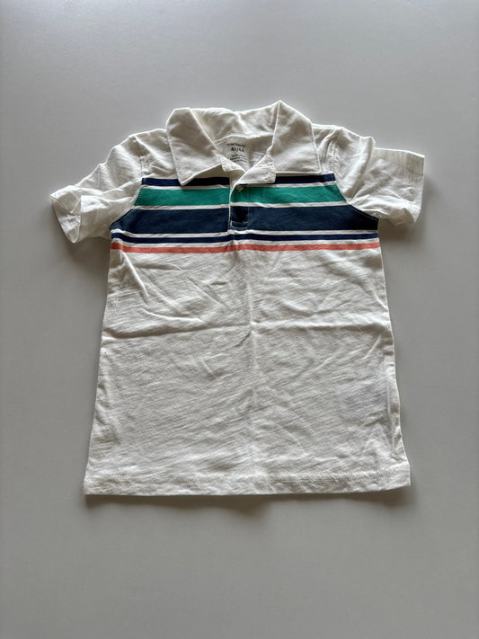 NWOT White Striped Polo Tee