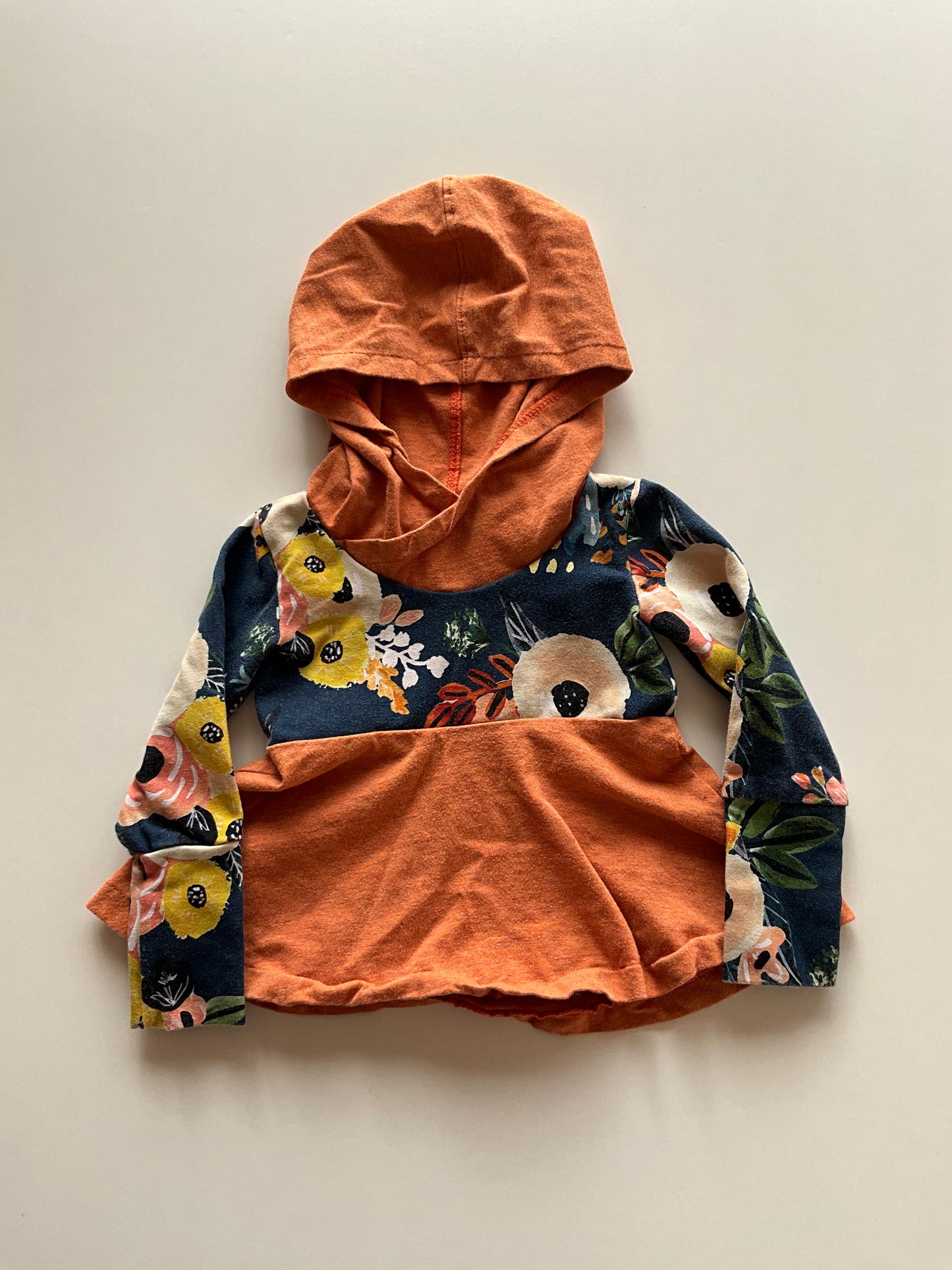 Orange Floral Grow With Me Hoodie