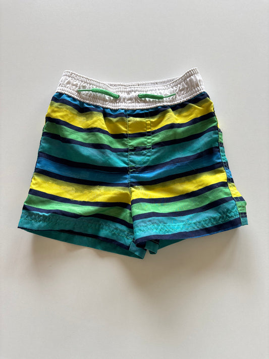 Yellow & Blue Striped Swim Shorts